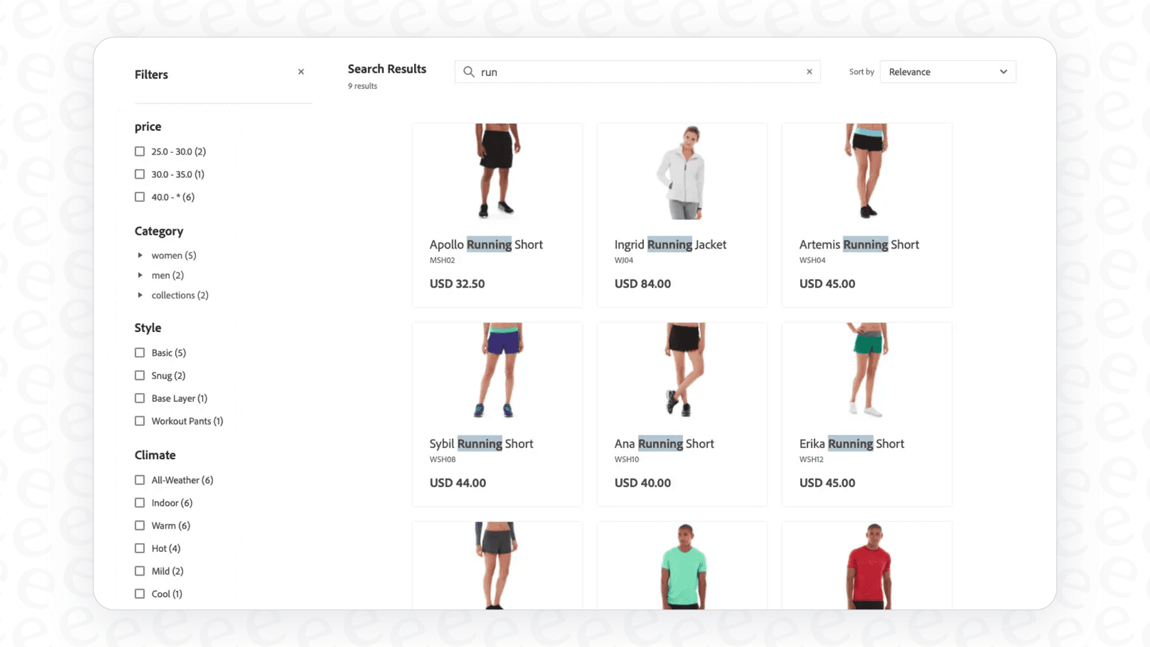 Example of Intelligent Faceting in Magento.