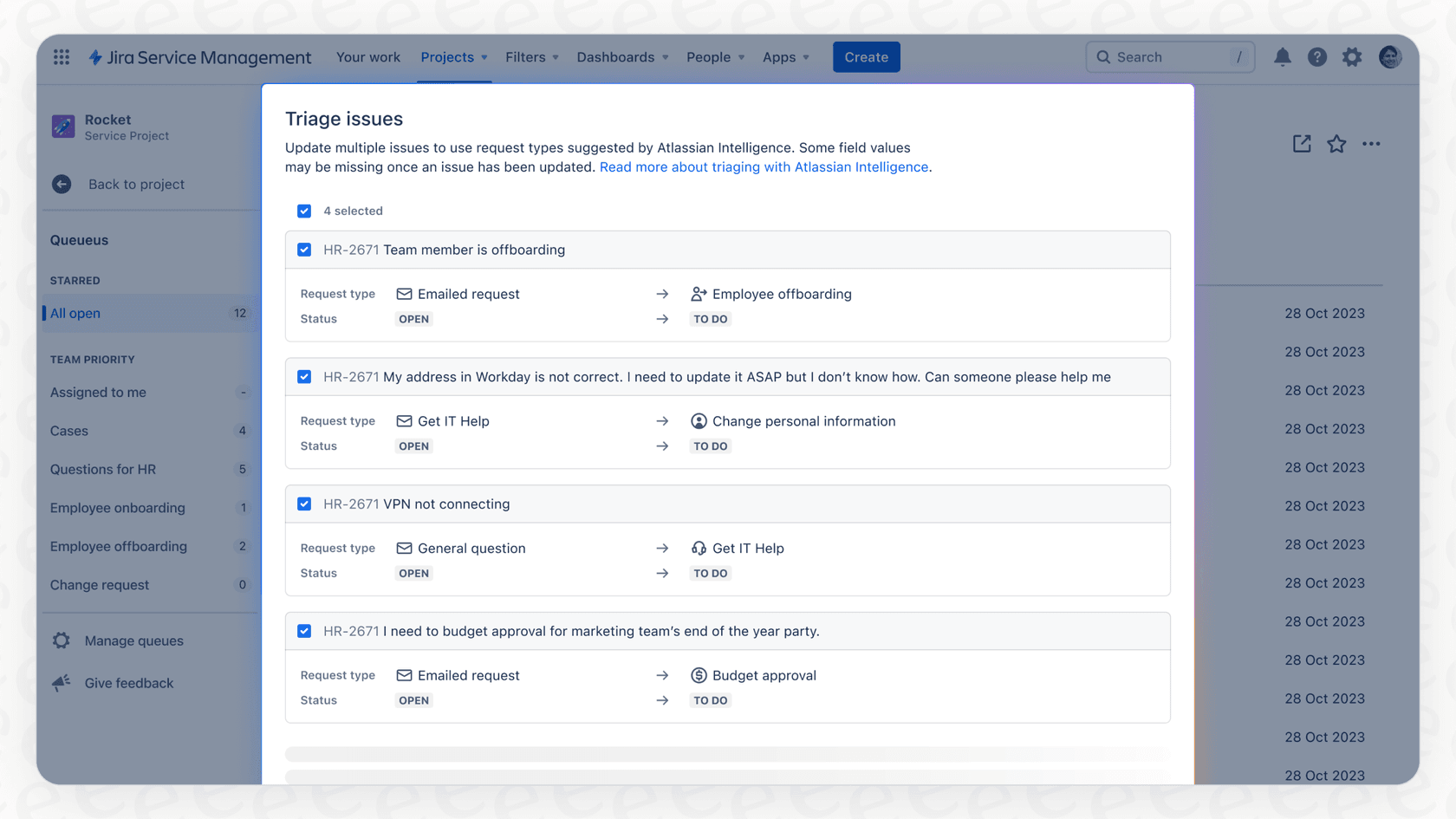 AI-powered ticket triage automatically categorizing and routing a new support ticket.