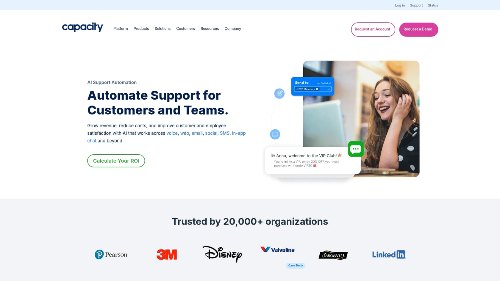 A screenshot of the Capacity landing page, one of the top AI tools for Jira.::