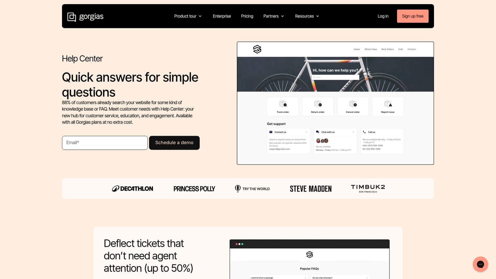 A screenshot of the Gorgias Help Center, a key feature for providing excellent Gorgias support.