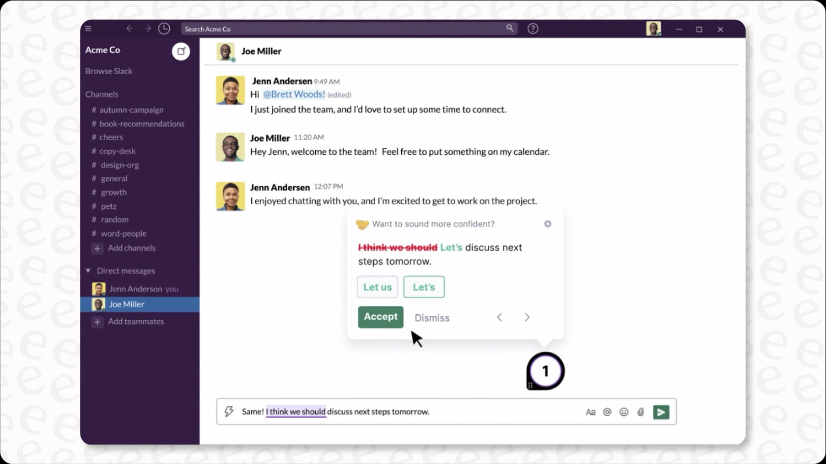 A screenshot showing GrammarlyGo