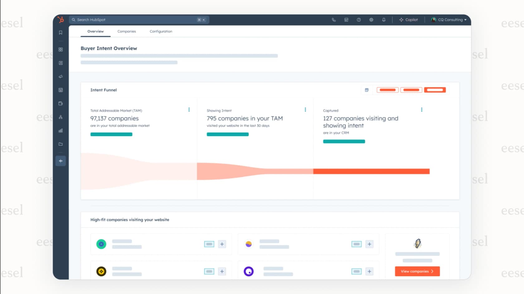 HubSpot's dashboard.