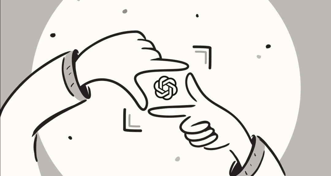 Two hands framing the OpenAI logo.