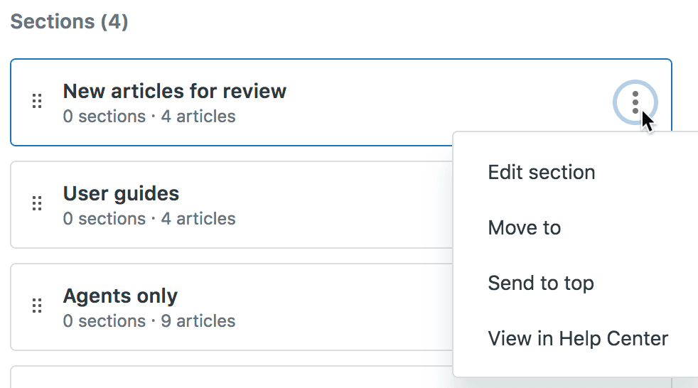 Category management interface with drag-and-drop reordering for content hierarchy