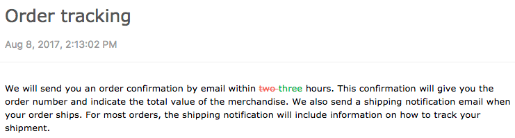 Comparação de revisão do Zendesk Guide com destaques em vermelho e verde