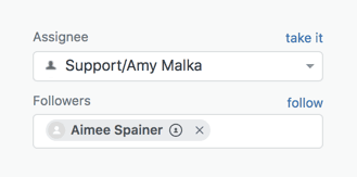 Zendesk followers field in the ticket interface