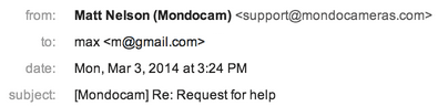 Email header showing personalized sender name in Zendesk replies