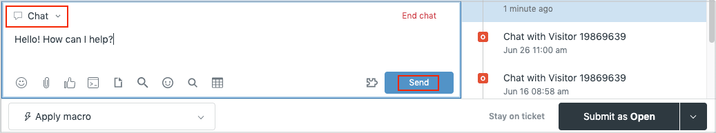 Customer service chat interface with message input