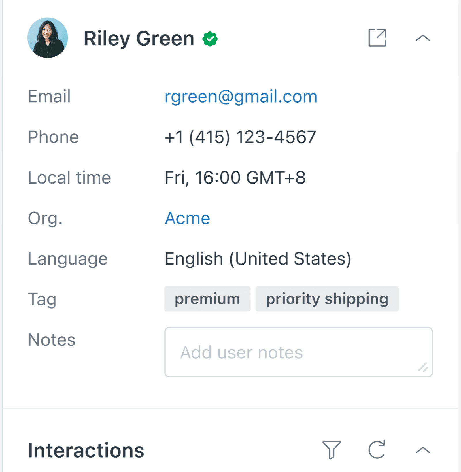 Verified user profile with green checkmark indicator