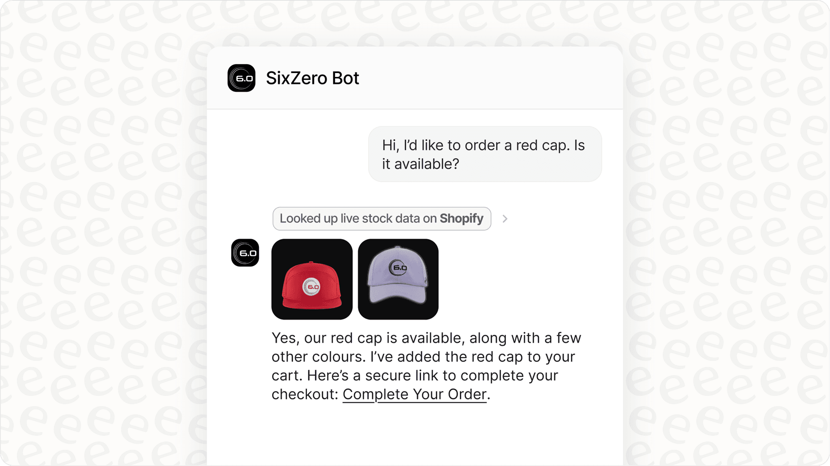 Screenshot of an AI chat conversation demonstrating the AI fetching external data like order status.