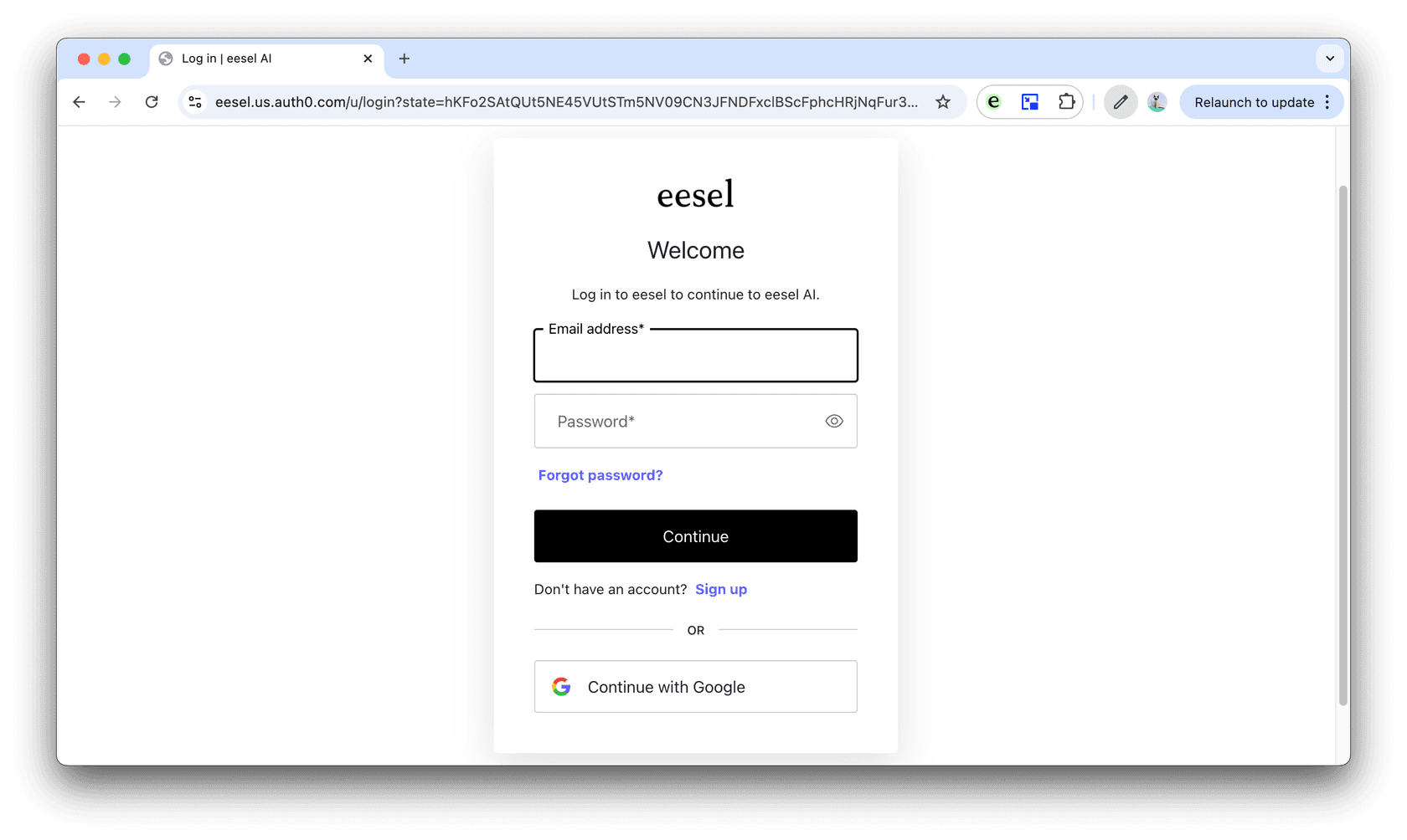 eesel AI sign up page