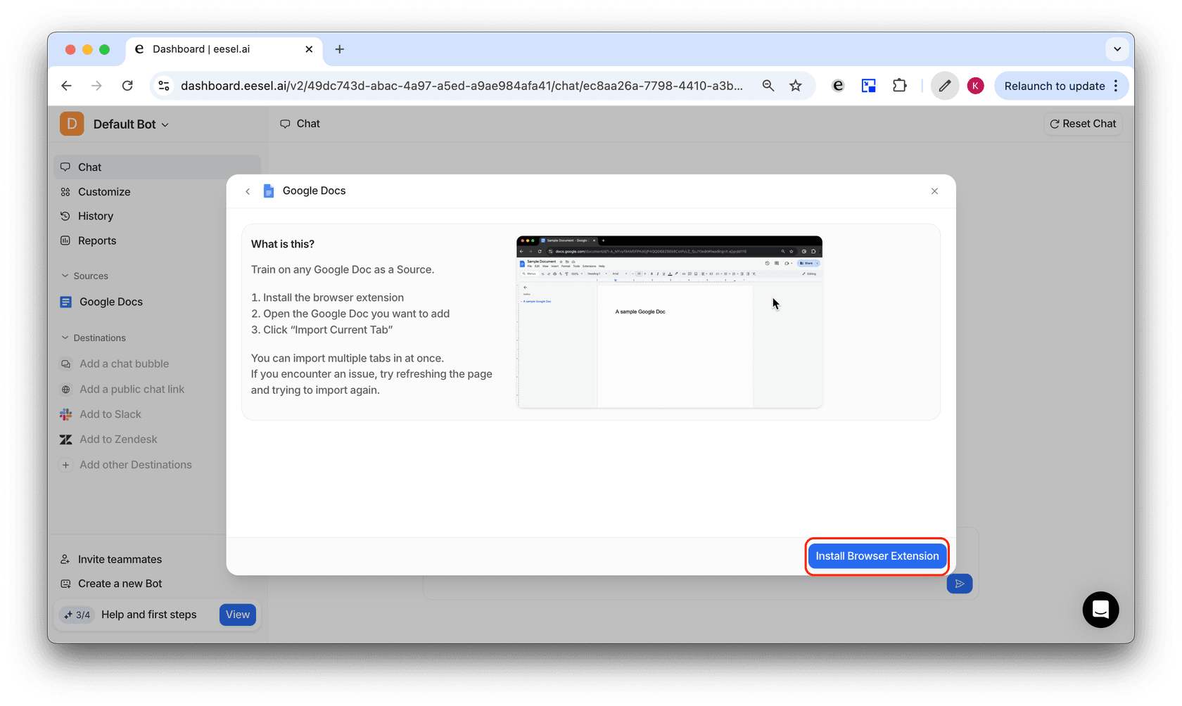 Select your Source and follow the link to install the extension