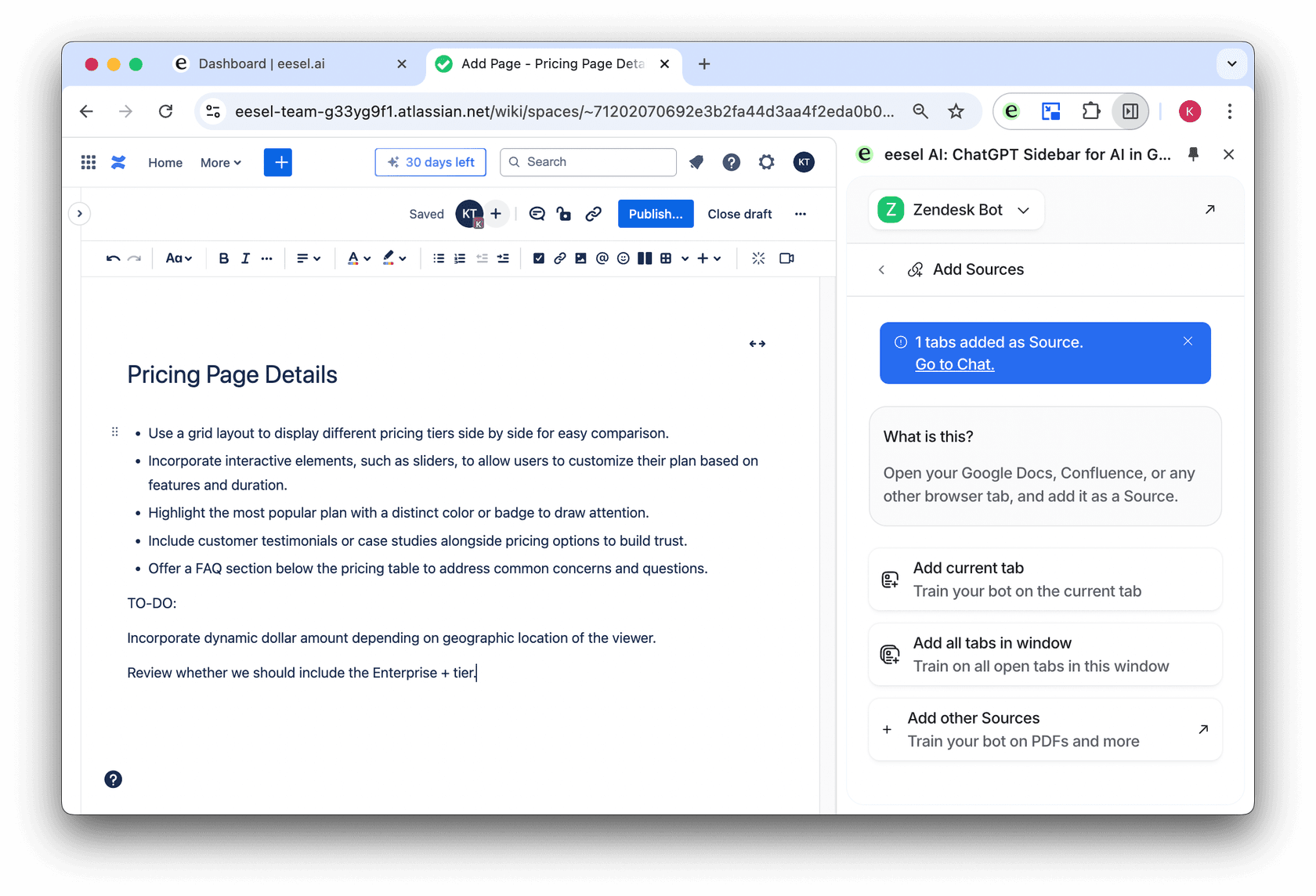 image of adding a source from a confluence page