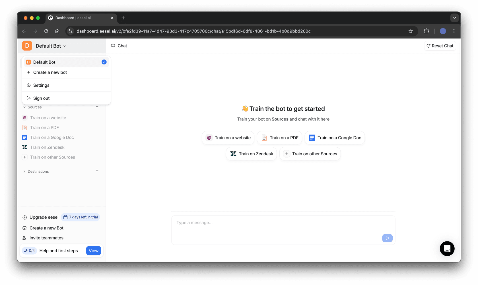 screenshot of intercom integration bot being selected