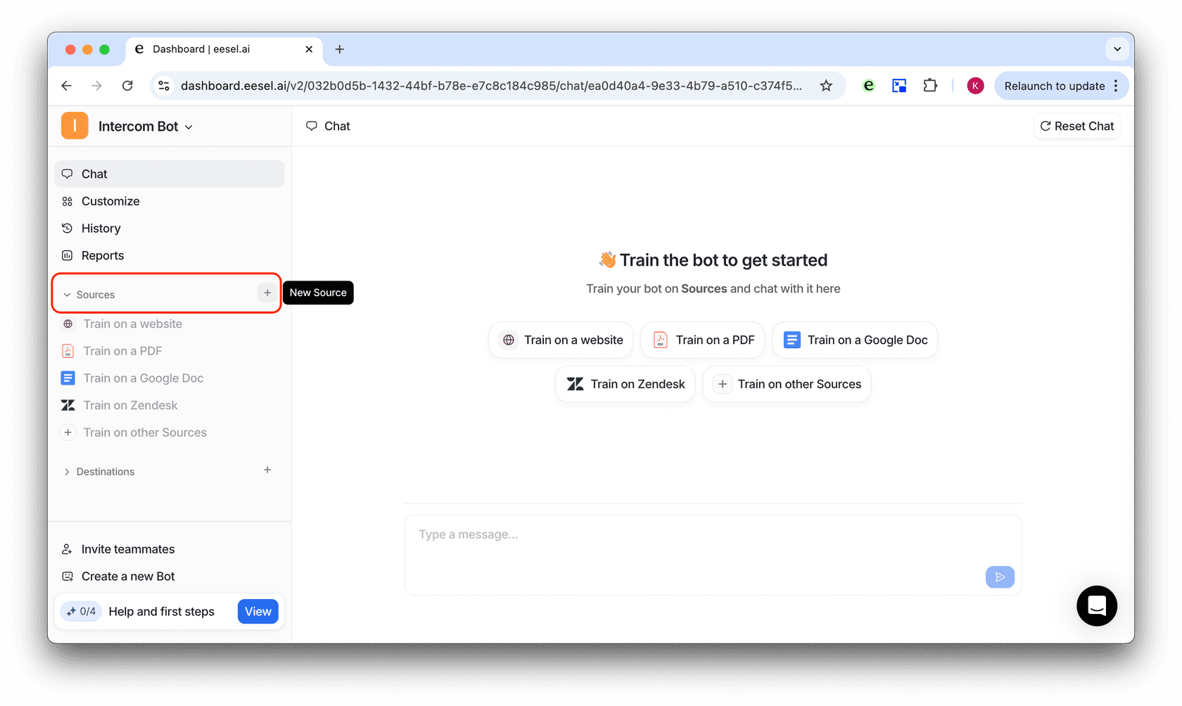 select google docs as a source for your intercom bot