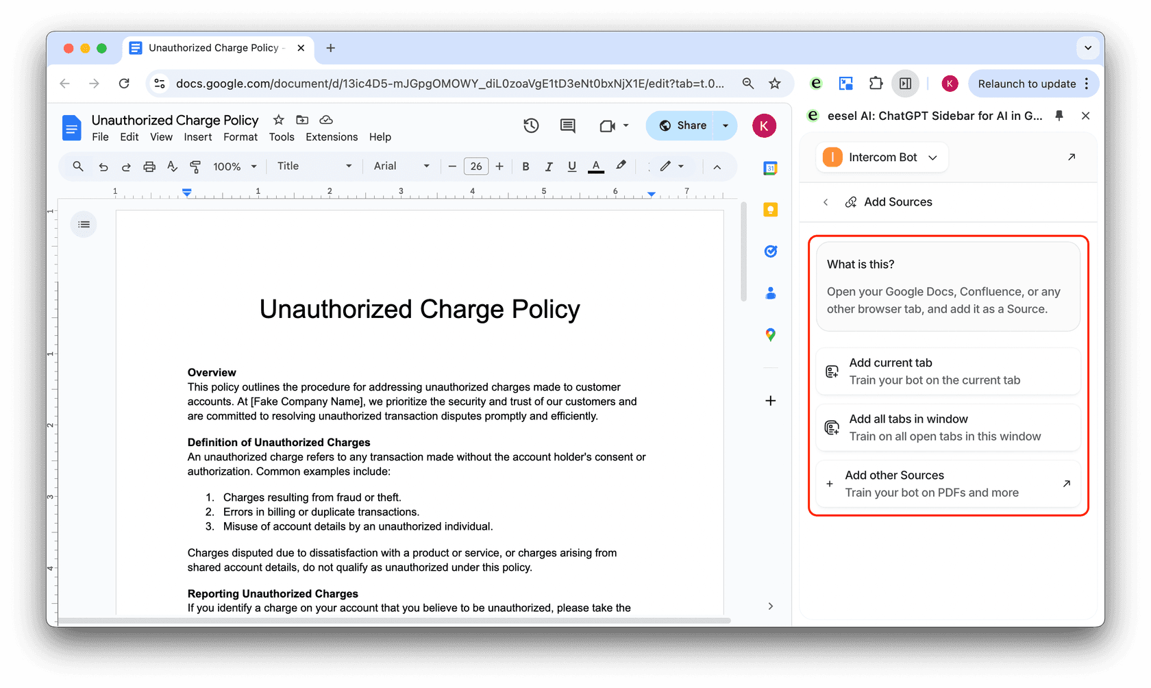screenshot of source page to choose current tab for connection