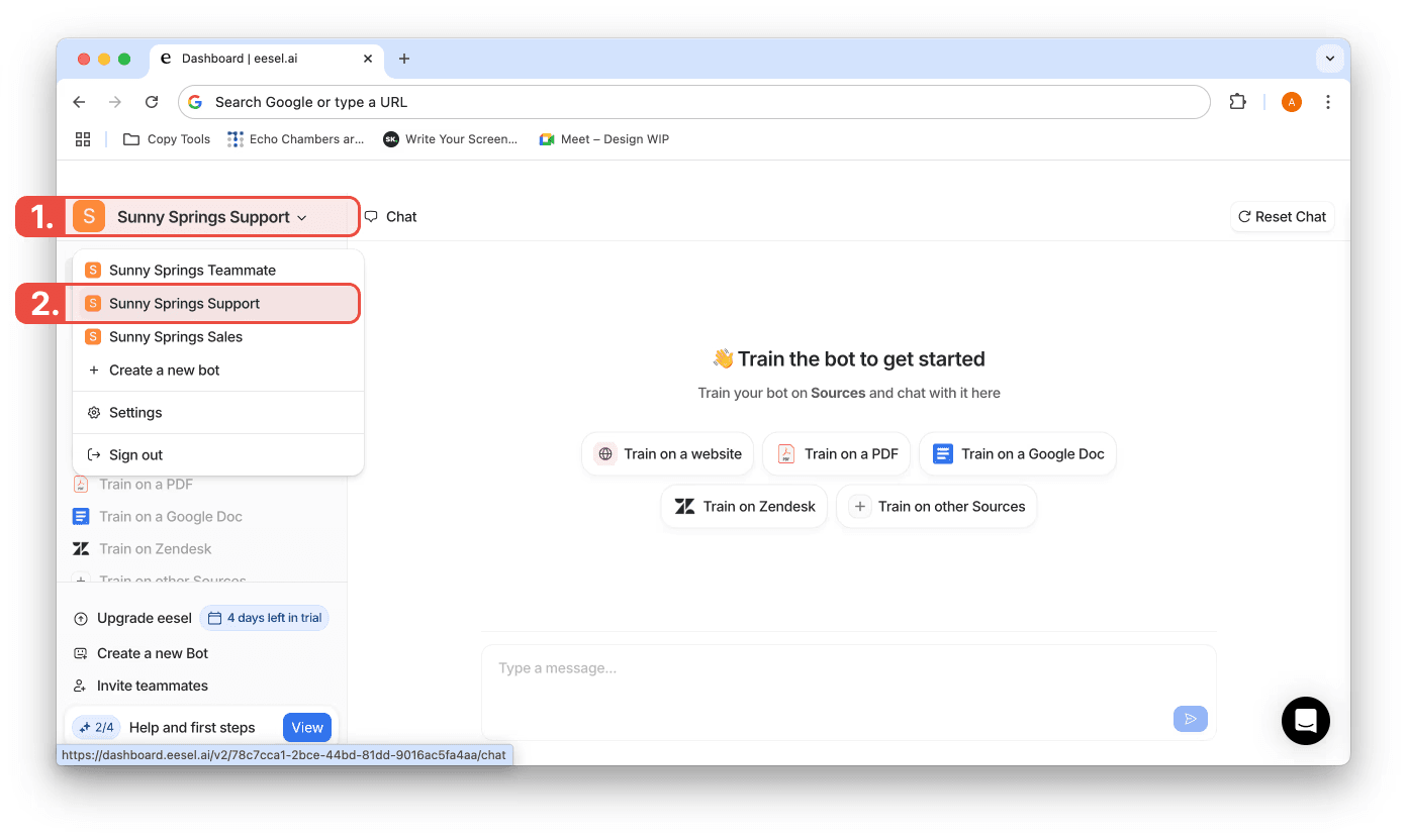 screenshot of intercom agent