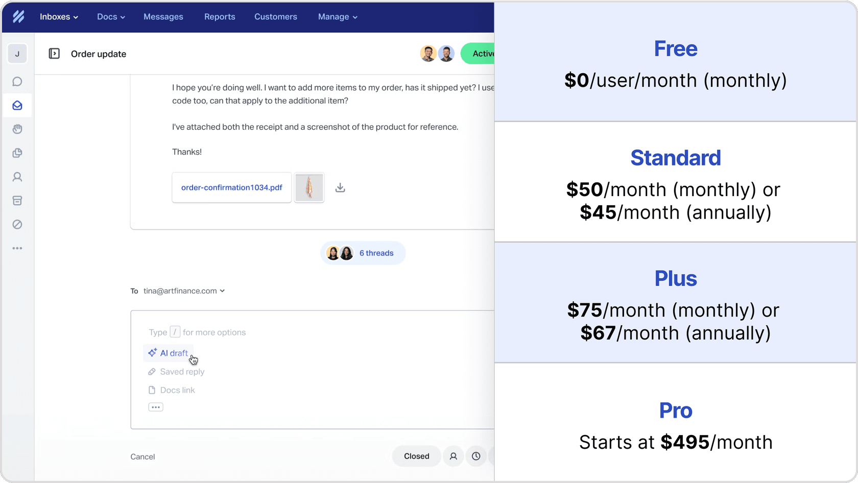 help scout ai pricing and dashboard