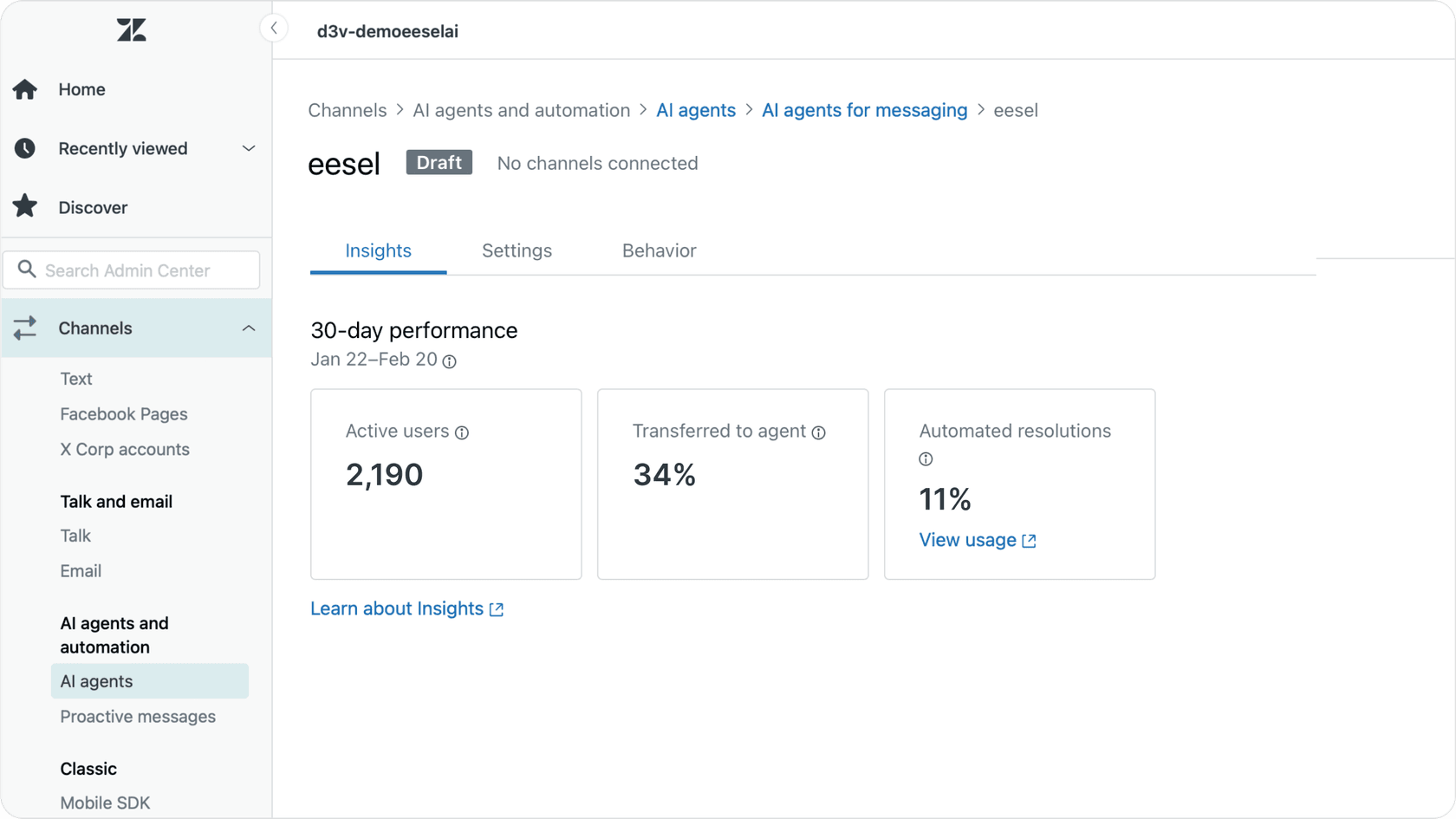 A screenshot of Zendesk conversation bot.