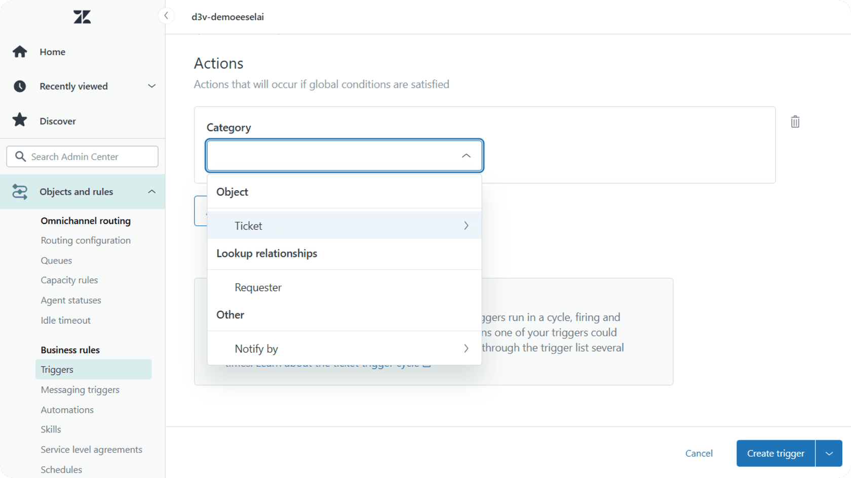 Screenshot of the ticket tagging category setup in a Zendesk admin panel.
