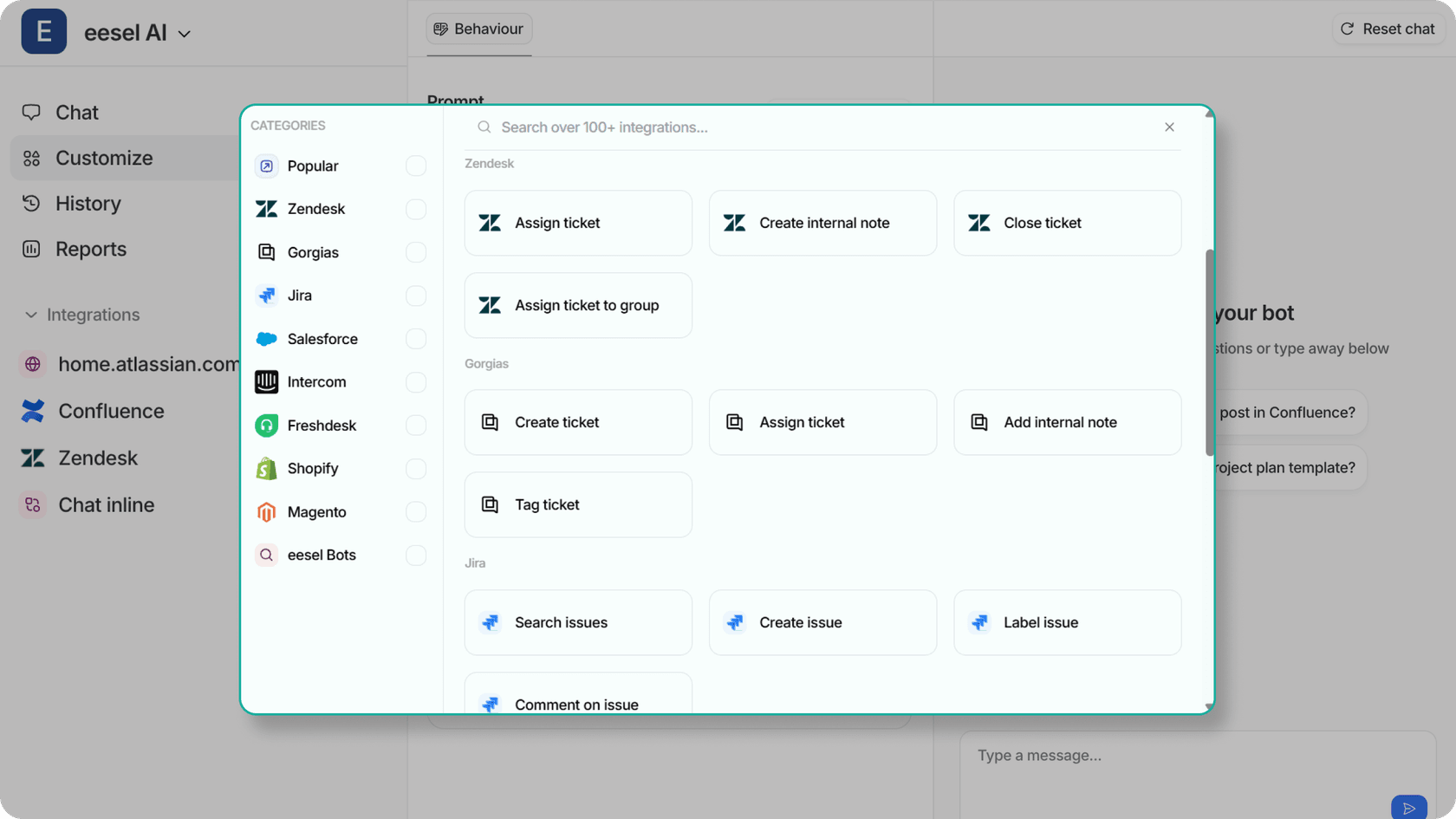 Screenshot of eesel AI's automation rule configuration interface showing advanced customization options