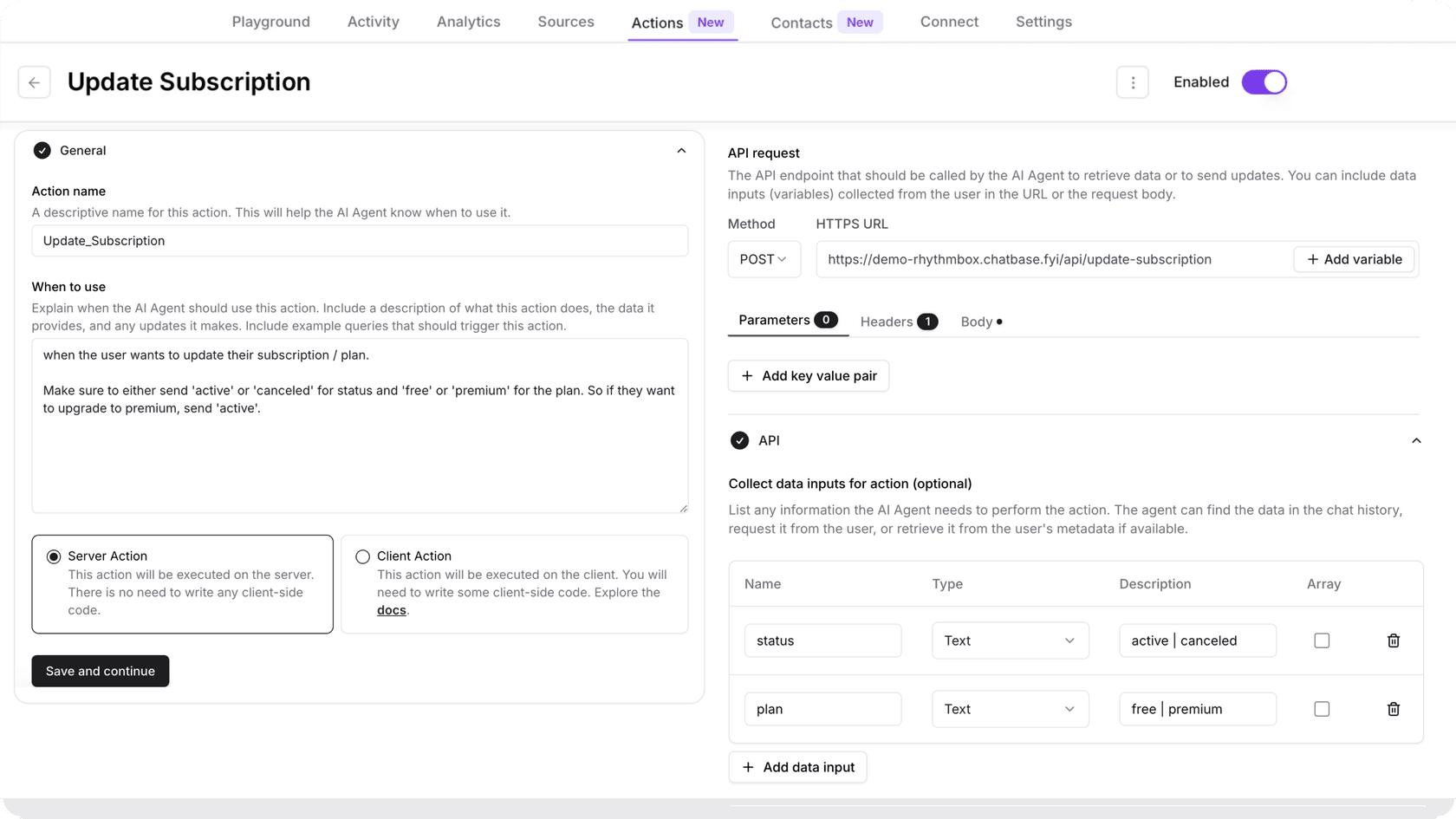 Screenshot showing Chatbase’s escalation settings interface with basic routing rules, limited agent assignment options, and handoff triggers that lack full customization or context preservation.