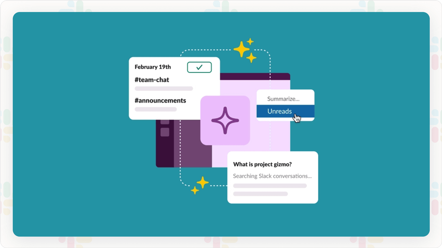 Screenshot showing the Slack AI interface or a modal window explaining its purpose.
