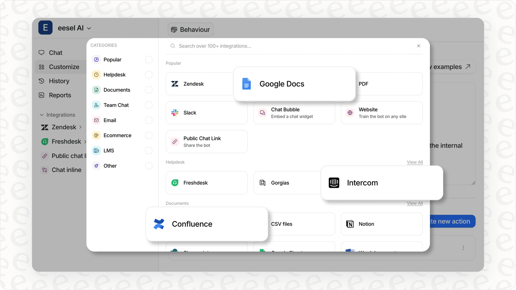 Screenshot of the eesel AI platform interface.