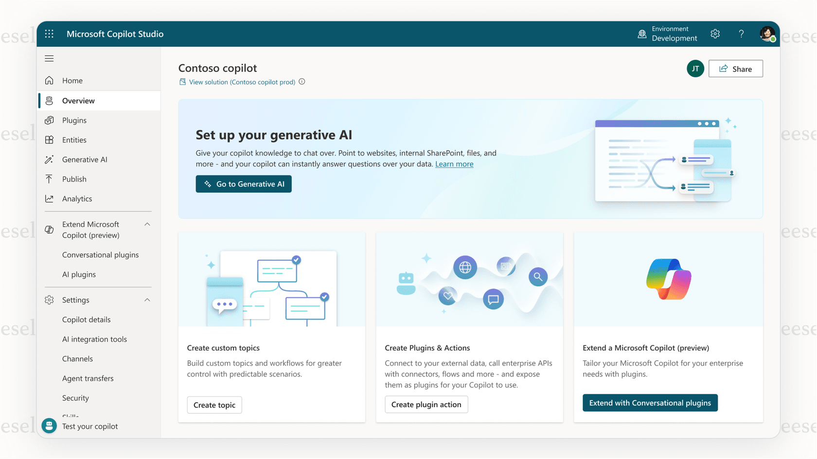 Microsoft Copilot Studio interface for creating custom OneDrive AI agents.