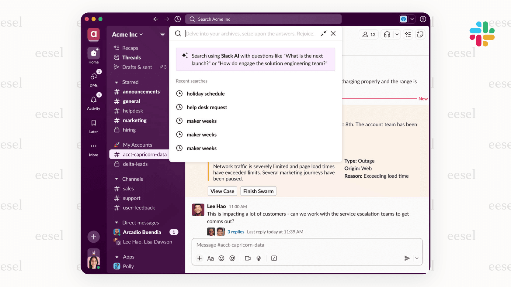 Image of Slack AI interface.