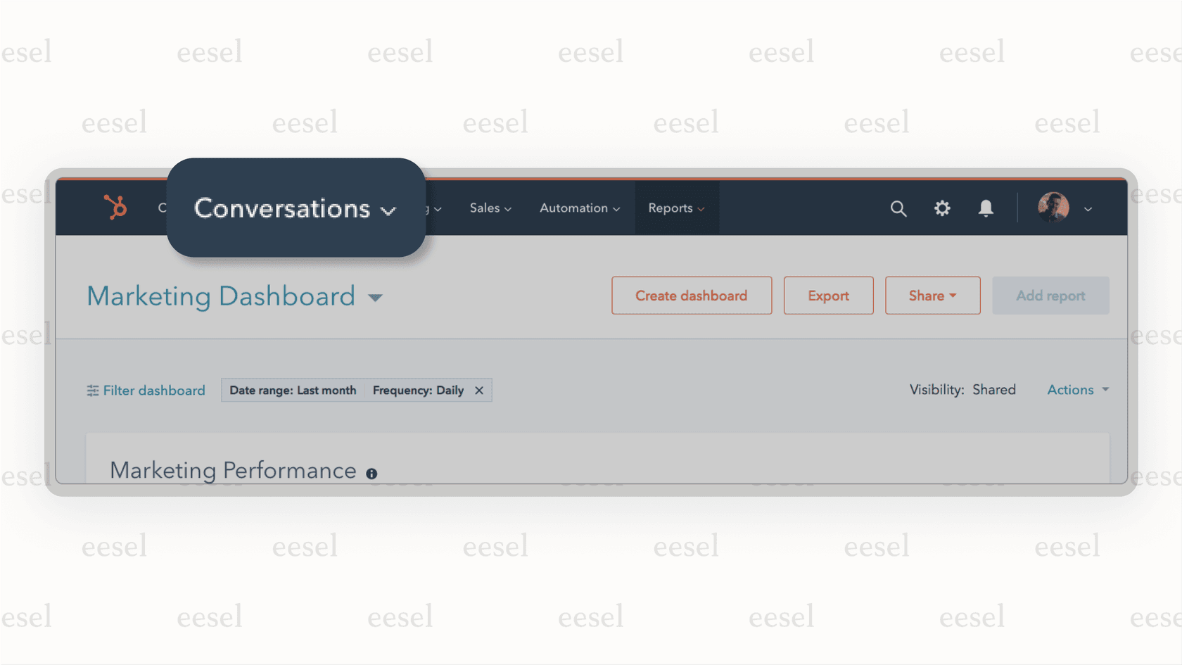 Navigating to the Hubspot AI chatbot Chatflows tool 