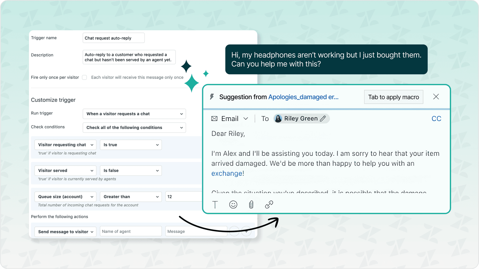 Image of zendesk autoreplies for automation.