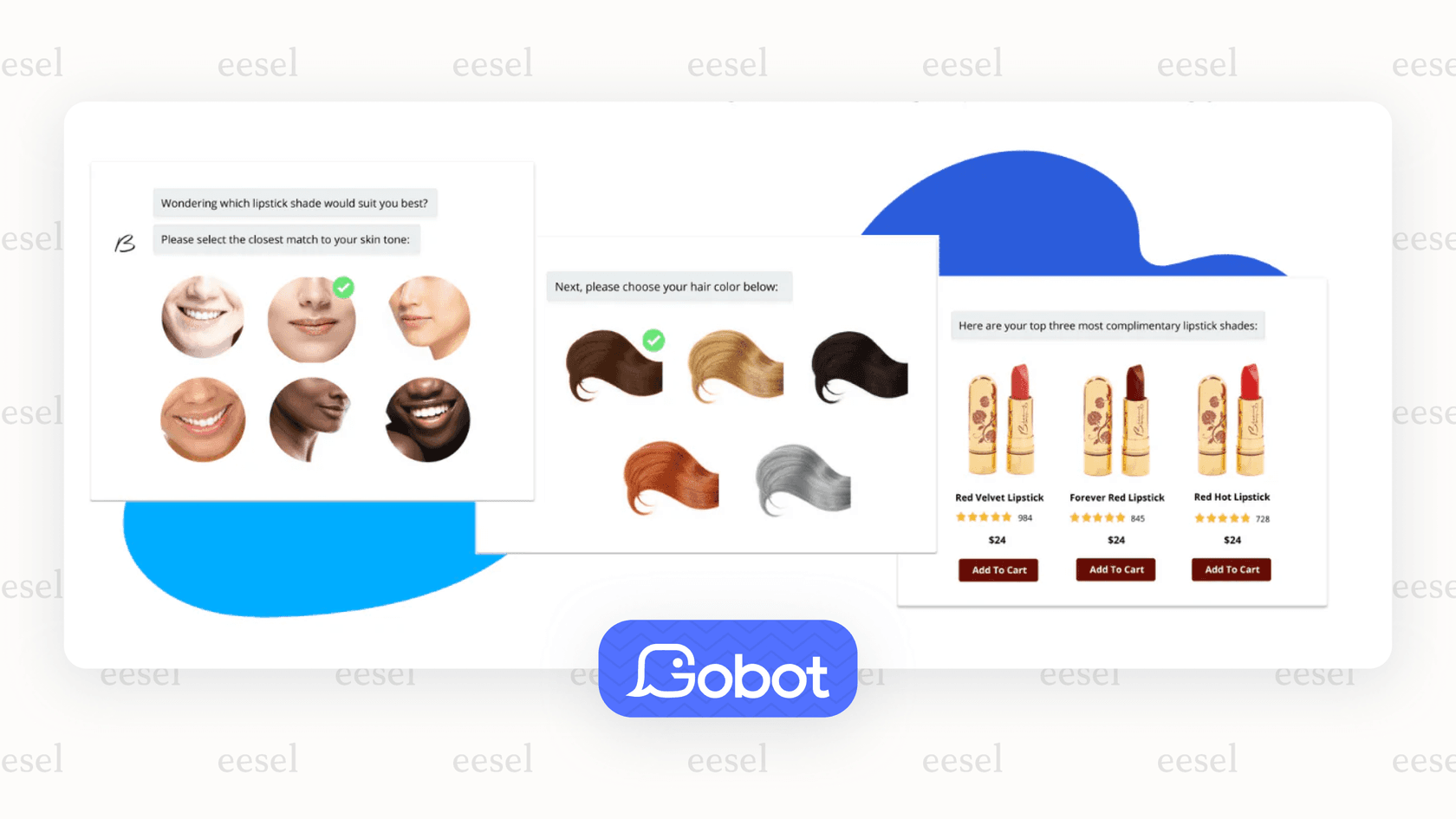 Screenshot showing a Gobot AI chatbot for Shopify shopping quiz interface.