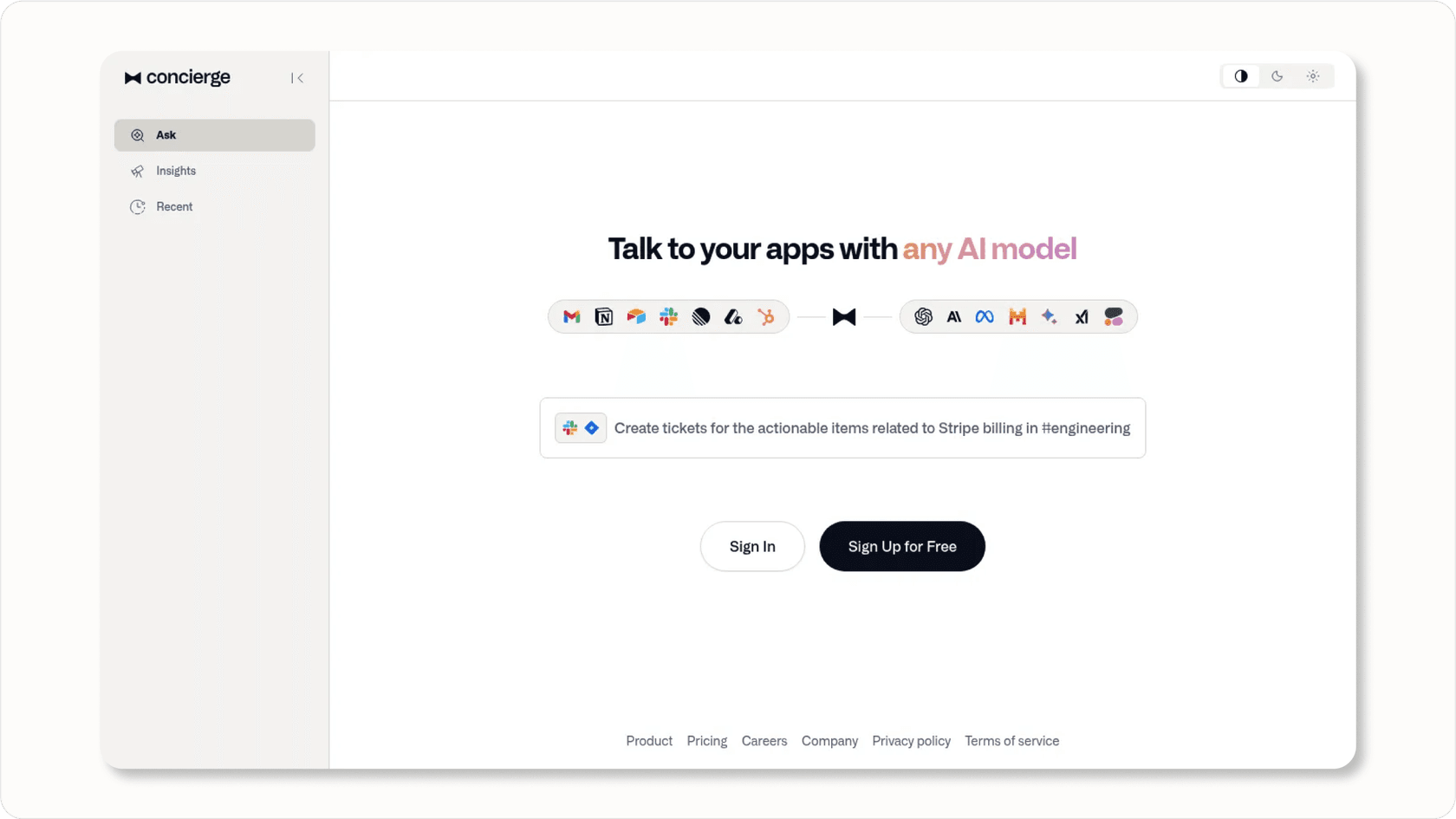 Screenshot of Concierge AI interacting with data from multiple platforms including Jira.