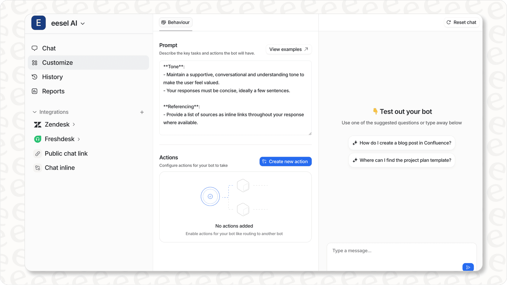 Image of setting up eesel AI for zendesk automation.