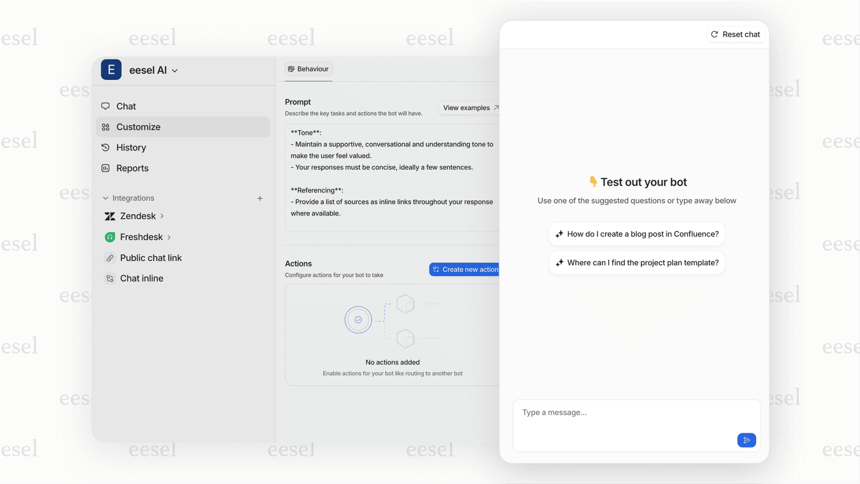 Advanced testing capabilities for your Hubspot AI chatbot with eesel AI 