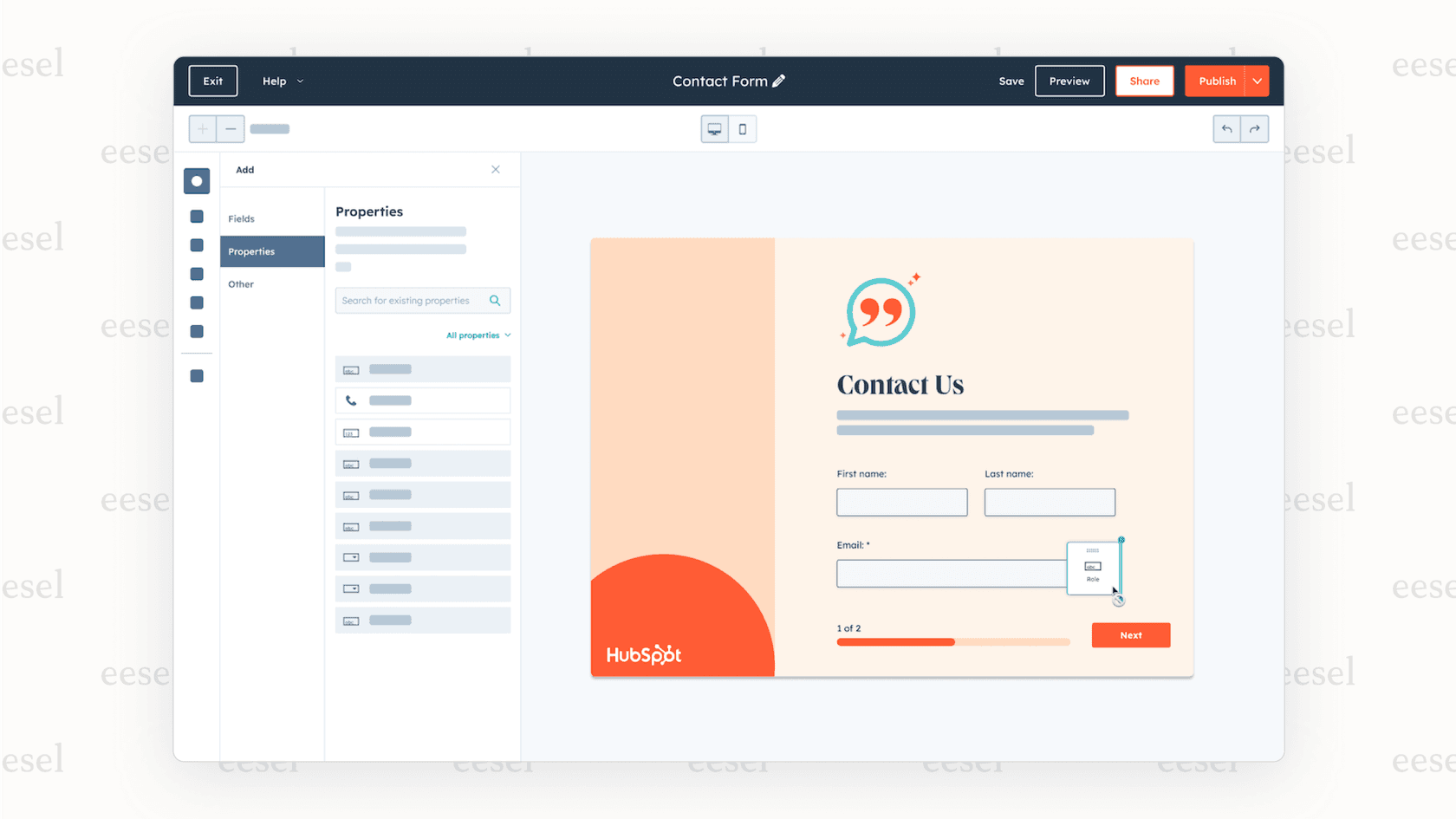 Screenshot of HubSpot AI simplifying a contact form by automatically shortening fields for a smoother user experience.