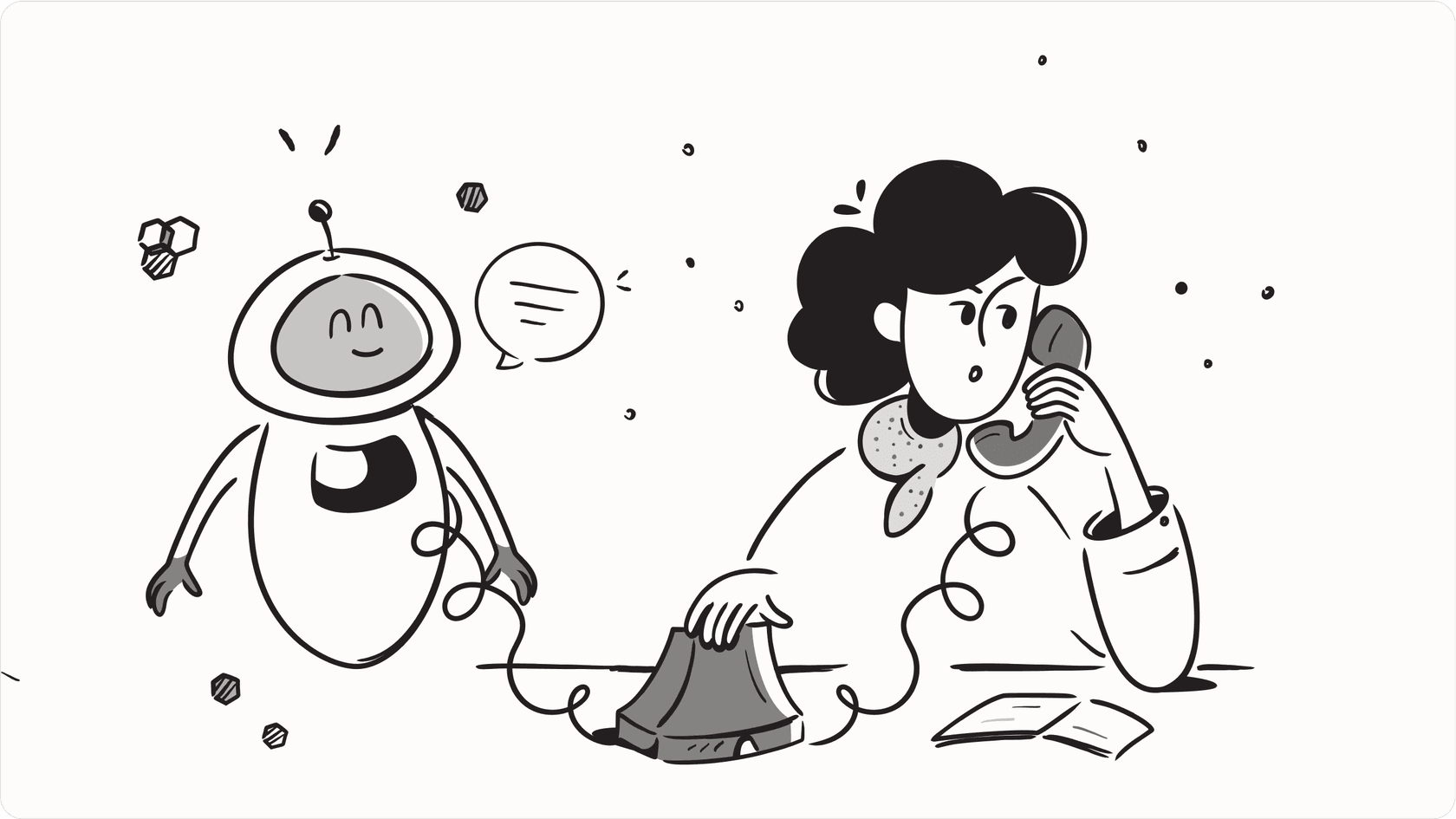 Illustration of an AI agent helping a customer, relevant to understanding Sierra AI pricing and capabilities.