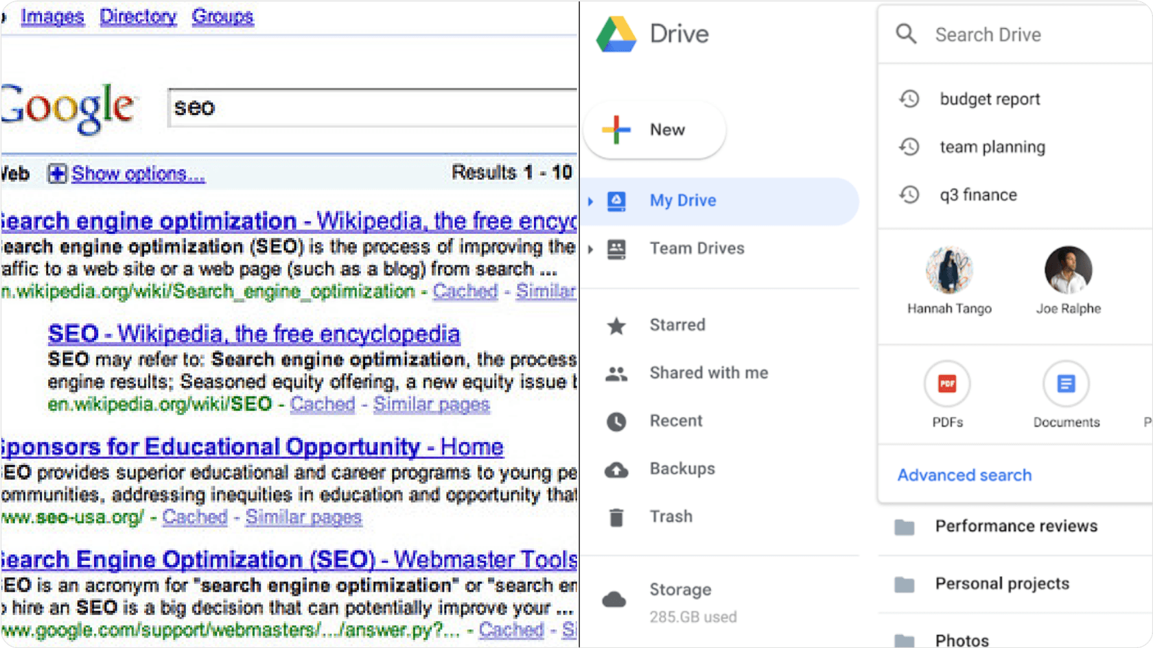 Image visualizing the frustration of searching vs. the ease of internal search.