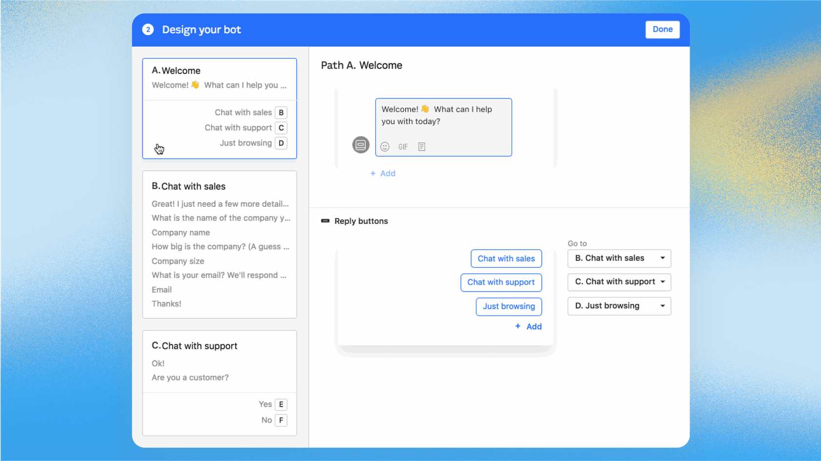 A screenshot of the Intercom Workflows builder used for Intercom AI reviews, illustrating how an automation rule is constructed to triage incoming support tickets.