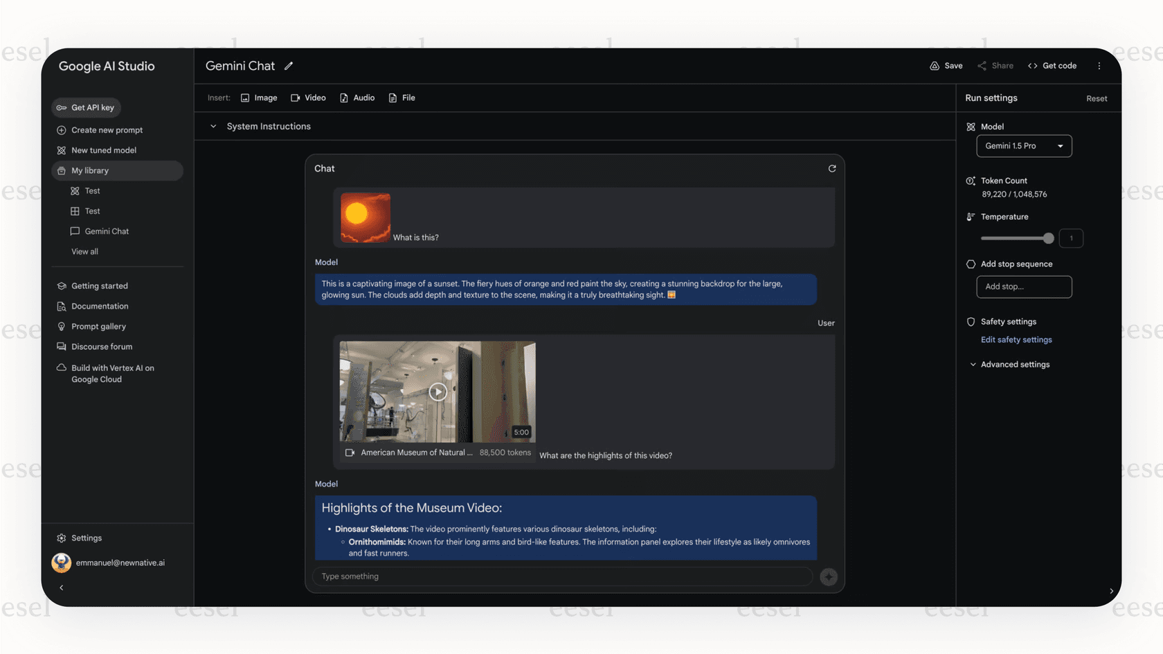 The Google Gemini interface analyzing text and an image, demonstrating why it's a powerful developer-focused choice among Forefront AI alternatives.