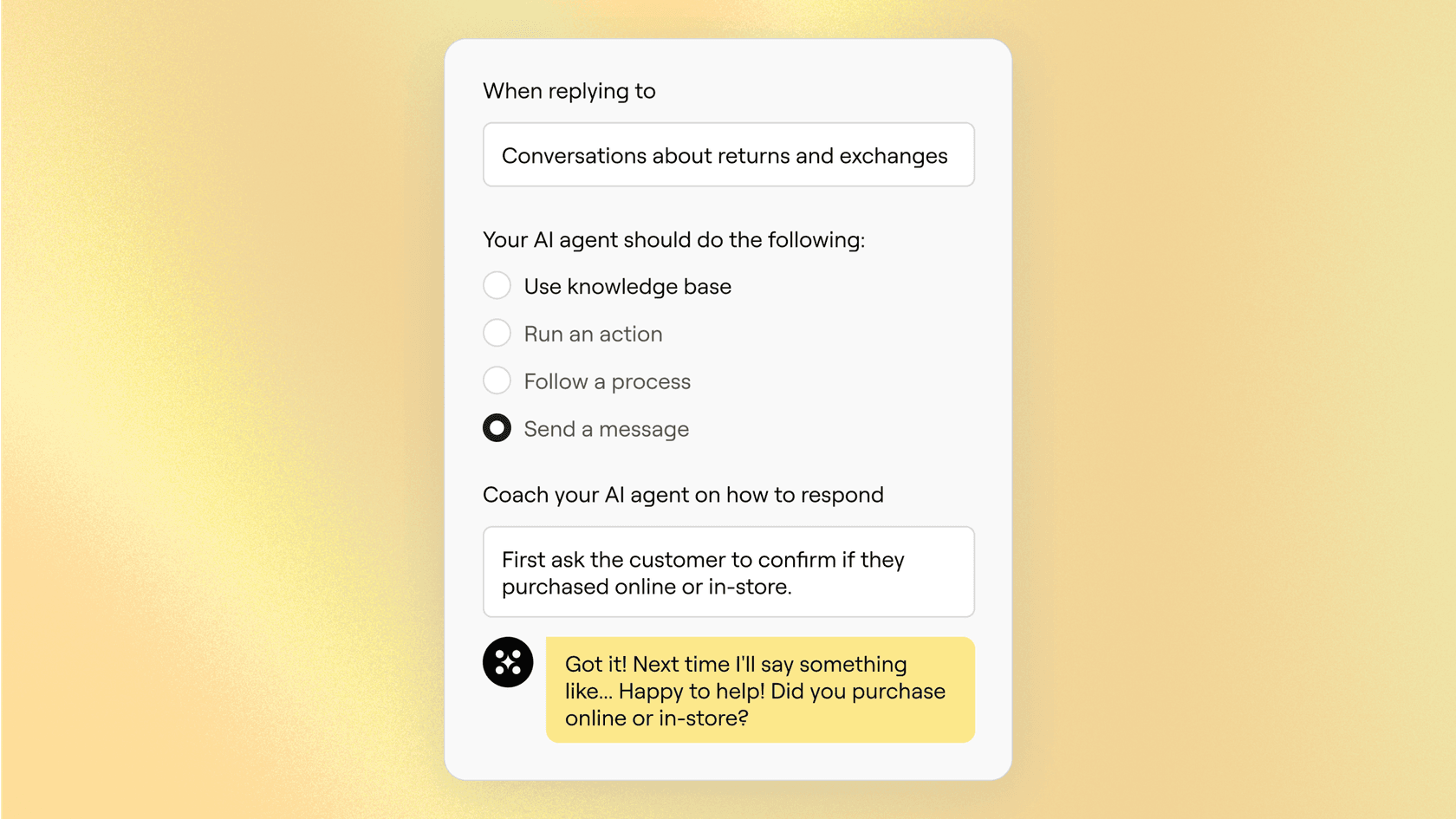 A screenshot for this Ada CX overview showing the complex "AI coaching" tools within the Ada platform used for fine-tuning the AI.