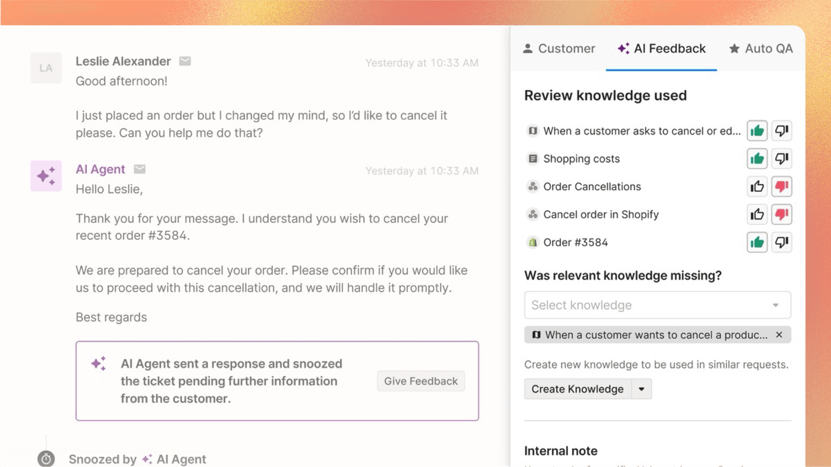 A view of the Gorgias Auto QA dashboard, a key feature in this Gorgias AI overview, which checks agent replies for quality and consistency.