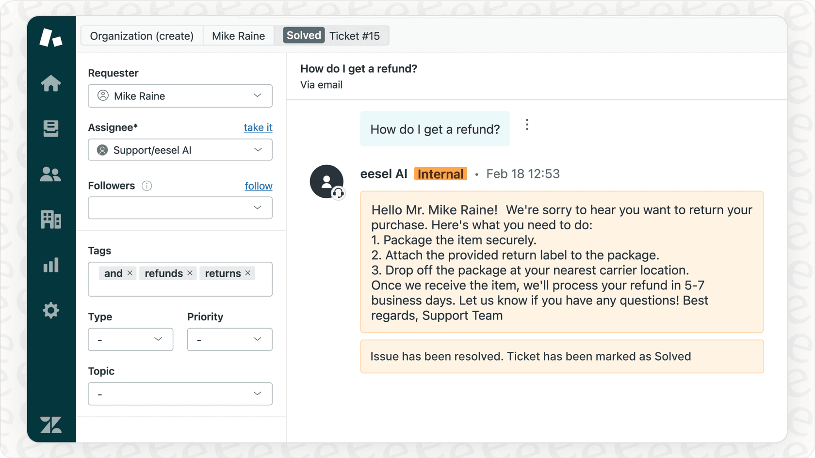 Screenshot demonstrating a bot or human AI agent automating a repetitive task like order tracking.