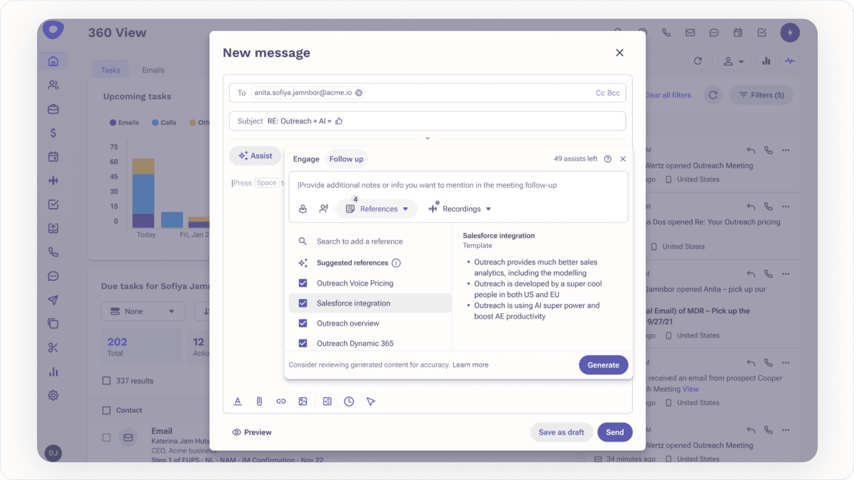 Screenshot of a CRM drafting marketing emails, illustrating practical ai agent examples in sales.