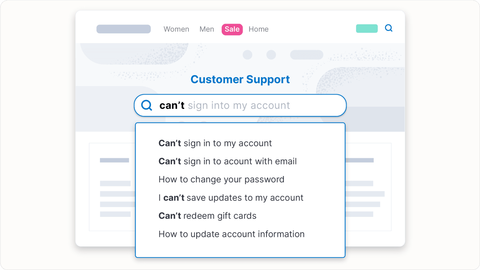 Image of customer support agent interface showing integrated internal search for quick access to knowledge.