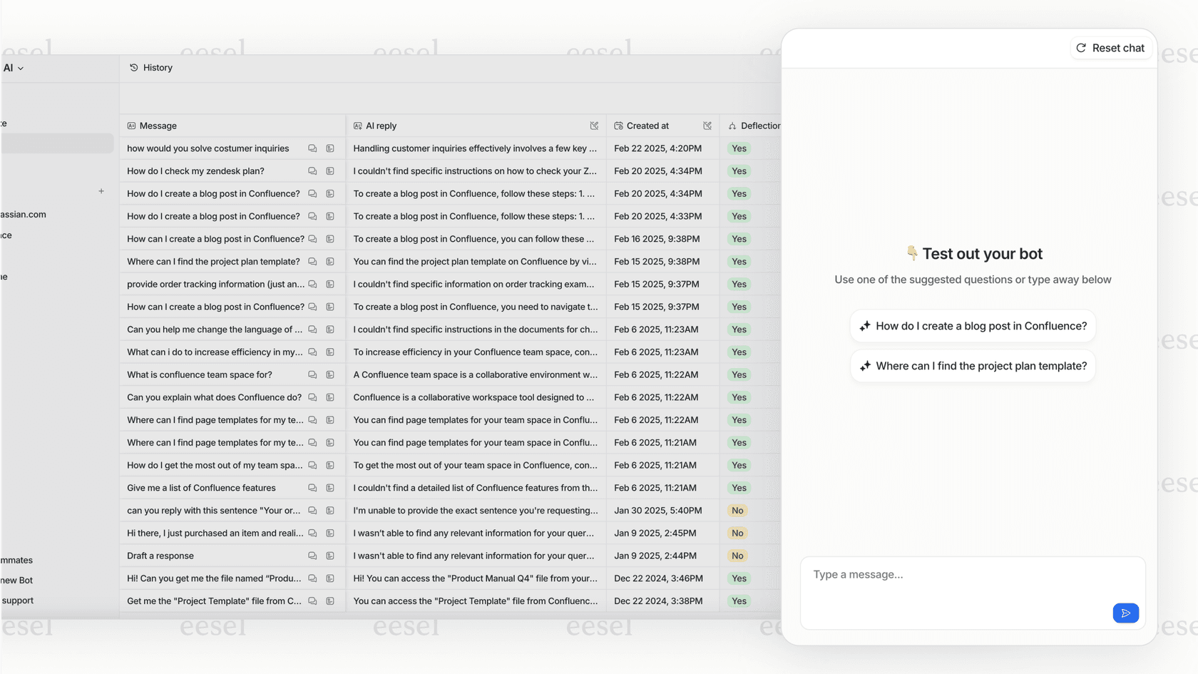 Screenshot of eesel AI's safe simulation mode where users can review AI actions on past tickets, a feature highlighted in this forefront ai review.