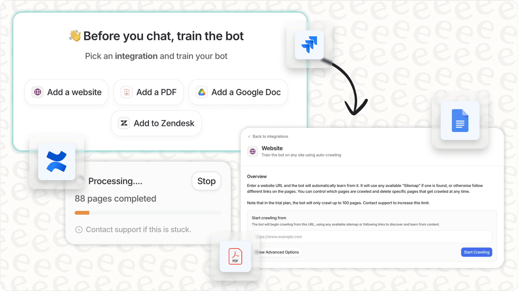Screenshot of an AI training dashboard using different information sources.