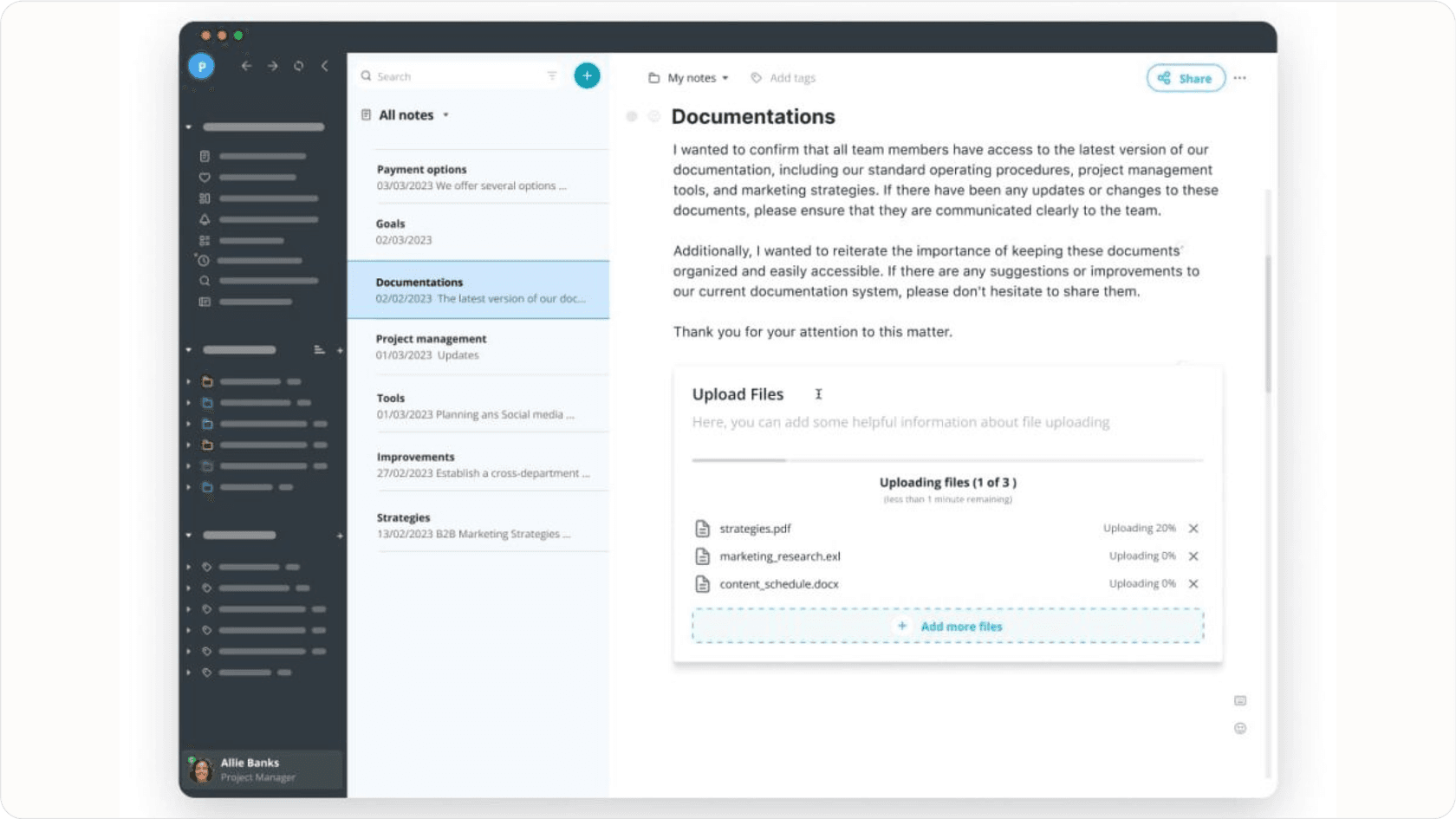 Screenshot of a knowledge base article editor, demonstrating the interface for writing and formatting content for an internal knowledge base, including options for clear and concise writing.