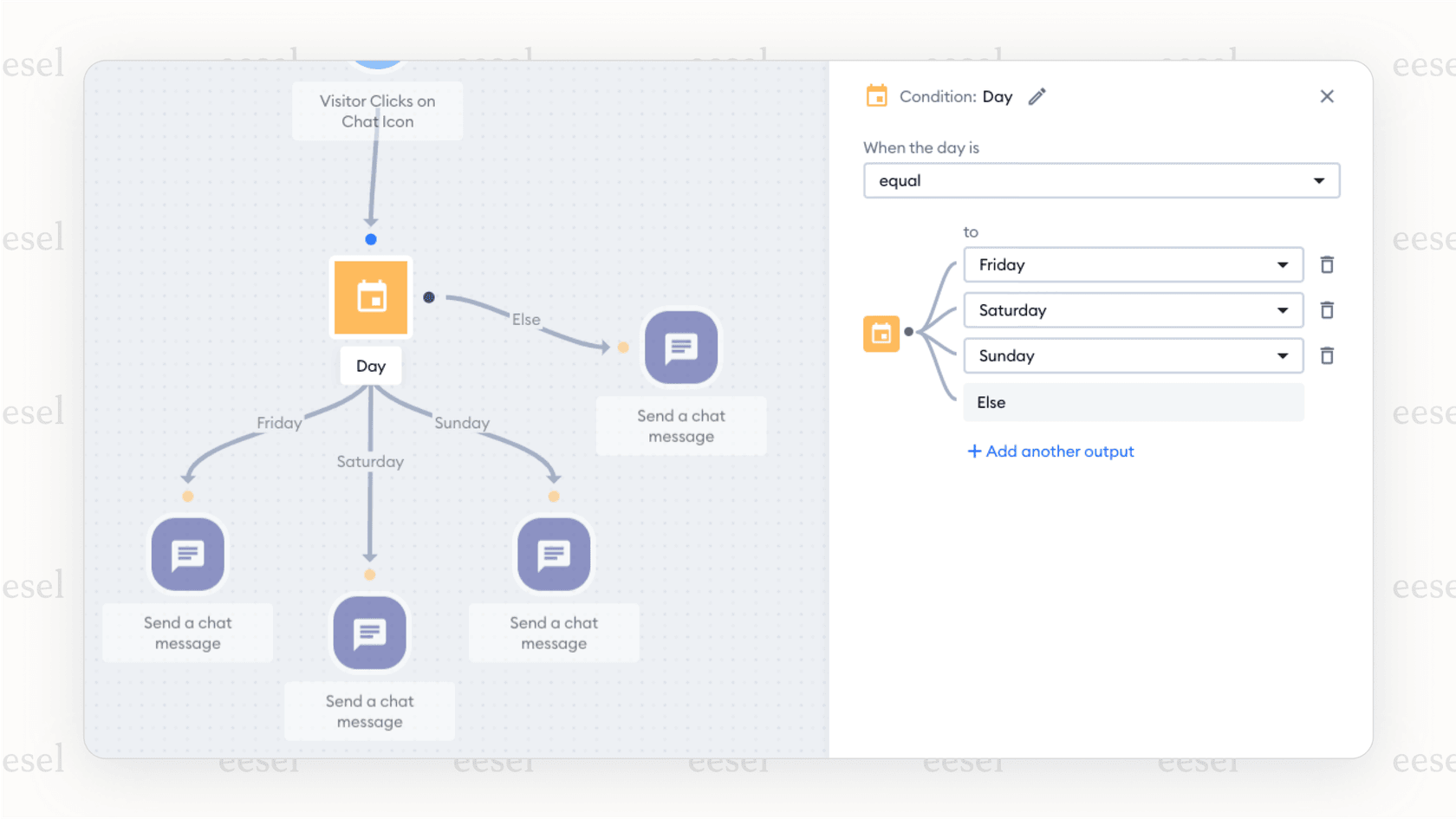 A screenshot of Tidio's easy-to-use visual chatbot builder, highlighting its user-friendliness for businesses looking at simple Helpcrunch alternatives.
